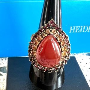 Heidi Daus Vintage Size 7 carnelian & crystals